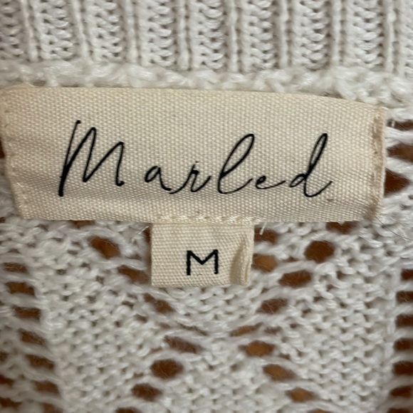Marled Elegant White Knit Sweater medium - Picture 3 of 4